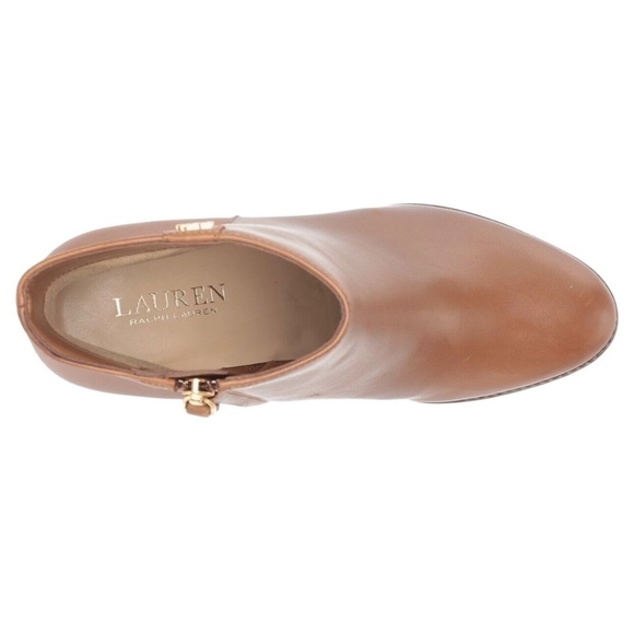 Ralph Lauren SHALEY-BO-CWD Polo Burnished Calf Booties Tan - Picture 4 of 7